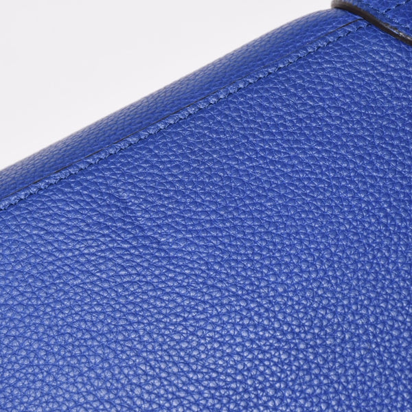 極美品 CELINE セリーヌ ラゲージマイクロショッパー ショルダーバッグ ハンドバッグ フィービー期 インディゴブルー マリン カーフスキン スエード ゴールド金具 廃盤 中古 4a002942