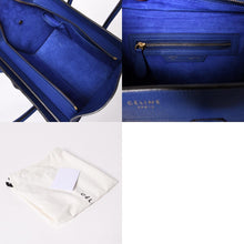 画像をギャラリービューアに読み込む, 極美品 CELINE セリーヌ ラゲージマイクロショッパー ショルダーバッグ ハンドバッグ フィービー期 インディゴブルー マリン カーフスキン スエード ゴールド金具 廃盤 中古 4a002942