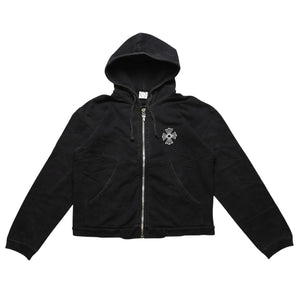 CHROME HEARTS クロムハーツ ジップアップフーディー サイズXS フローラルクロス CHプラス ダガー ブラック 美品 中古 4a002867
