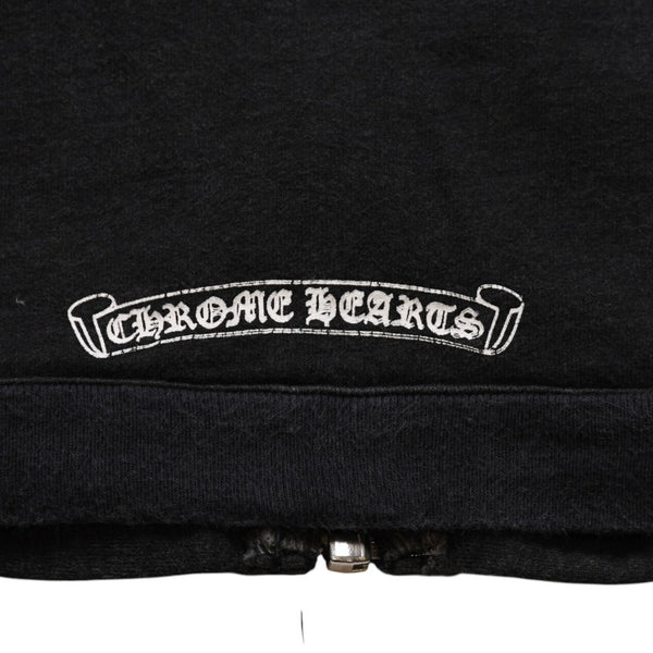 CHROME HEARTS クロムハーツ ジップアップフーディー サイズXS フローラルクロス CHプラス ダガー ブラック 美品 中古 4a002867