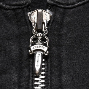 CHROME HEARTS クロムハーツ ジップアップフーディー サイズXS フローラルクロス CHプラス ダガー ブラック 美品 中古 4a002867