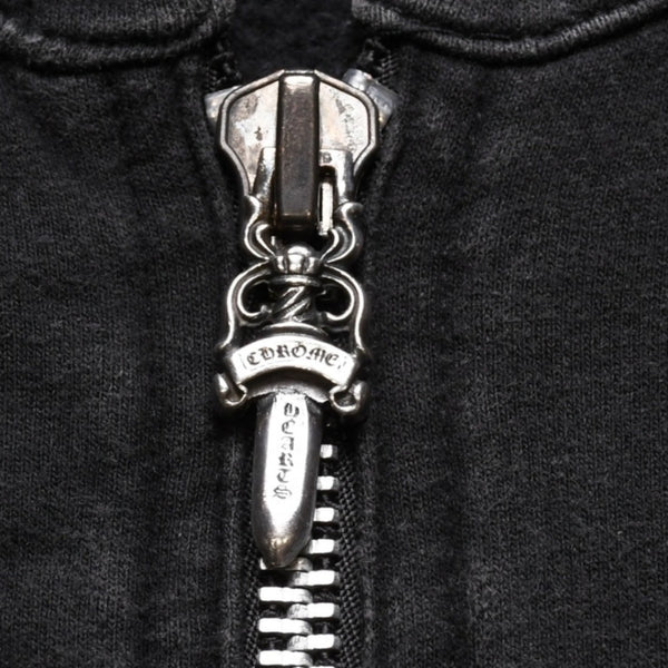 CHROME HEARTS クロムハーツ ジップアップフーディー サイズXS フローラルクロス CHプラス ダガー ブラック 美品 中古 4a002867