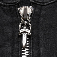 Load image into Gallery viewer, CHROME HEARTS クロムハーツ ジップアップフーディー サイズXS フローラルクロス CHプラス ダガー ブラック 美品 中古 4a002867