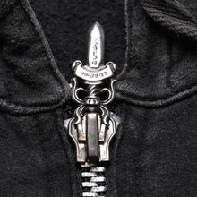 Load image into Gallery viewer, CHROME HEARTS クロムハーツ ジップアップフーディー サイズXS フローラルクロス CHプラス ダガー ブラック 美品 中古 4a002867