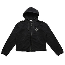 Load image into Gallery viewer, CHROME HEARTS クロムハーツ ジップアップフーディー サイズXS フローラルクロス CHプラス ダガー ブラック 美品 中古 4a002867