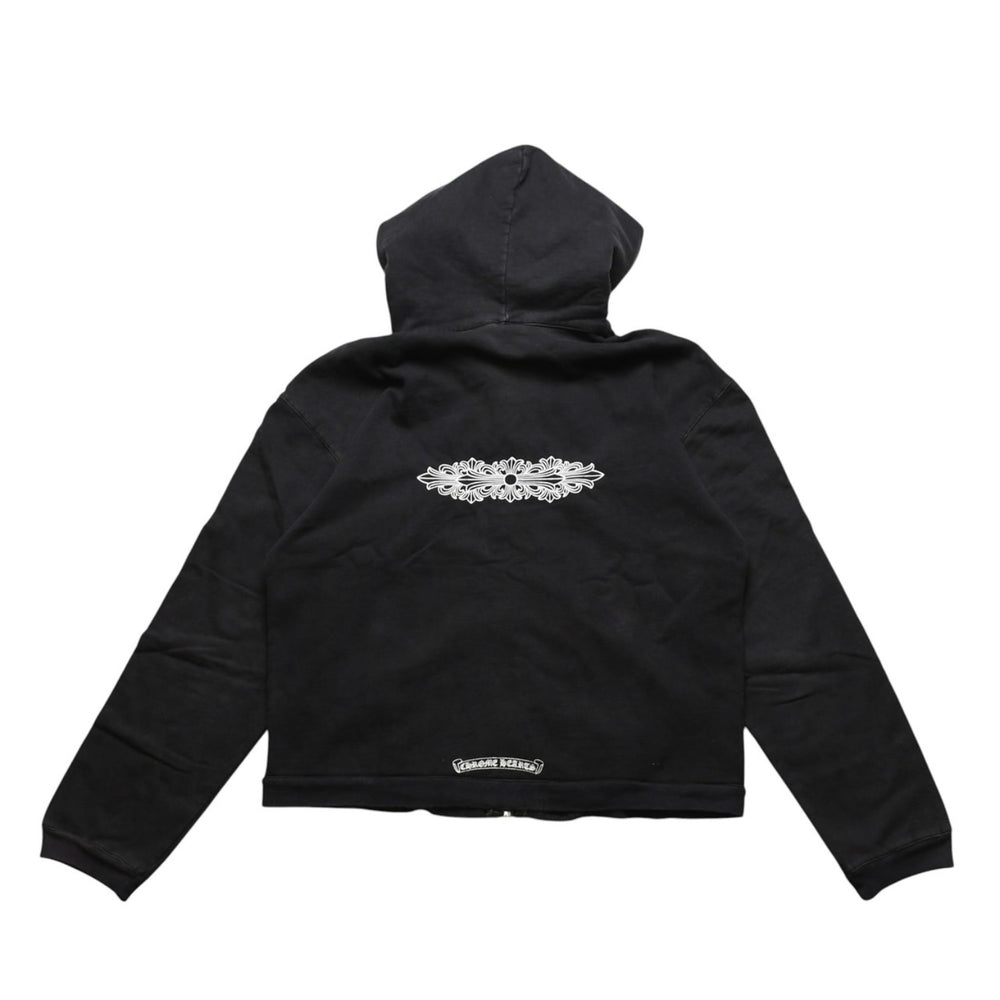 CHROME HEARTS クロムハーツ ジップアップフーディー サイズXS フローラルクロス CHプラス ダガー ブラック 美品 中古 4a002867
