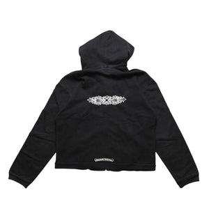 CHROME HEARTS クロムハーツ ジップアップフーディー サイズXS フローラルクロス CHプラス ダガー ブラック 美品 中古 4a002867
