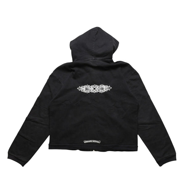CHROME HEARTS クロムハーツ ジップアップフーディー サイズXS フローラルクロス CHプラス ダガー ブラック 美品 中古 4a002867