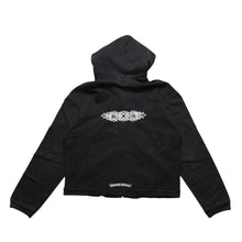 Load image into Gallery viewer, CHROME HEARTS クロムハーツ ジップアップフーディー サイズXS フローラルクロス CHプラス ダガー ブラック 美品 中古 4a002867