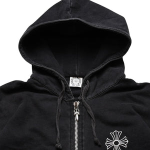 CHROME HEARTS クロムハーツ ジップアップフーディー サイズXS フローラルクロス CHプラス ダガー ブラック 美品 中古 4a002867