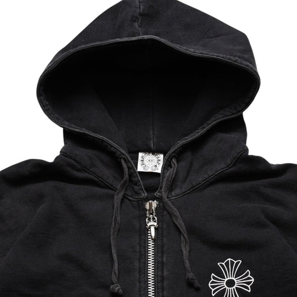 CHROME HEARTS クロムハーツ ジップアップフーディー サイズXS フローラルクロス CHプラス ダガー ブラック 美品 中古 4a002867