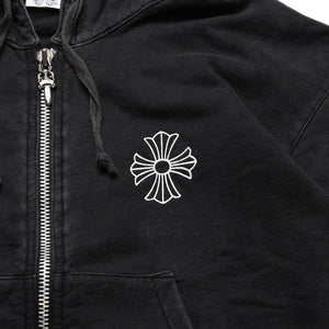 CHROME HEARTS クロムハーツ ジップアップフーディー サイズXS フローラルクロス CHプラス ダガー ブラック 美品 中古 4a002867