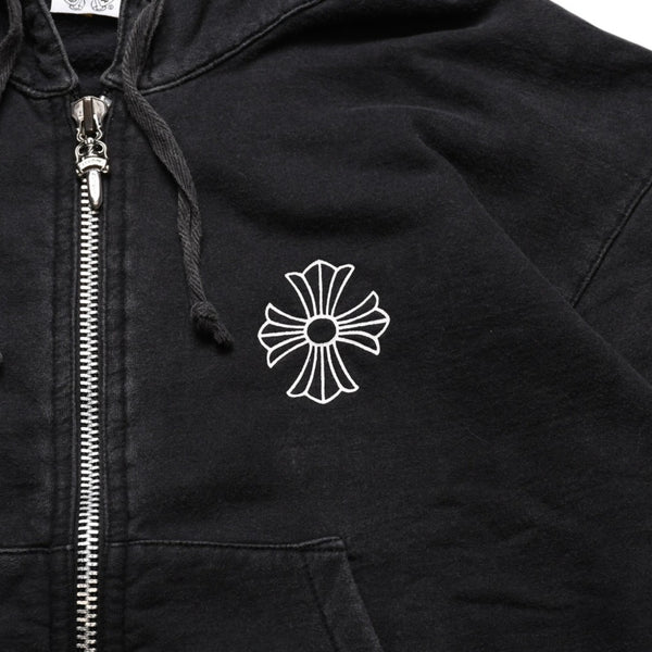 CHROME HEARTS クロムハーツ ジップアップフーディー サイズXS フローラルクロス CHプラス ダガー ブラック 美品 中古 4a002867