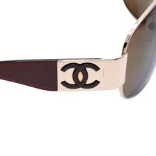 画像をギャラリービューアに読み込む, 極美品 CHANEL シャネル アビエーター サングラス ココマーク メタルフレーム 4128 ティアドロップ ブラウン ゴールド金具 中古 4a002481