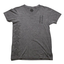 画像をギャラリービューアに読み込む, CHROME HEARTS クロムハーツ Vネック 半袖Tシャツ サイズL ホースシュー オールドイングリッシュロゴ スター 霜降りグレー 美品 中古 4a002861