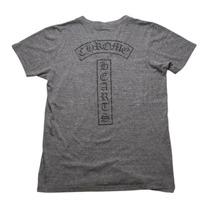 CHROME HEARTS クロムハーツ Vネック 半袖Tシャツ サイズL ホースシュー オールドイングリッシュロゴ スター 霜降りグレー 美品 中古 4a002861