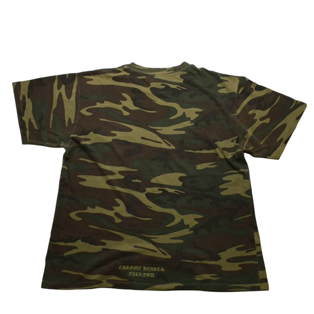 CHROME HEARTS Old CH Cross Short Sleeve T-shirt Size L Camouflage Pattern Embroidery Logo Multicolor Good Condition Used 4a002868