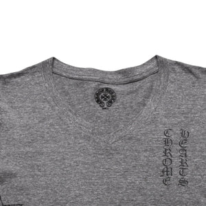 CHROME HEARTS クロムハーツ Vネック 半袖Tシャツ サイズL ホースシュー オールドイングリッシュロゴ スター 霜降りグレー 美品 中古 4a002861