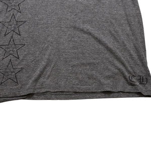 CHROME HEARTS クロムハーツ Vネック 半袖Tシャツ サイズL ホースシュー オールドイングリッシュロゴ スター 霜降りグレー 美品 中古 4a002861