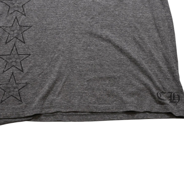 CHROME HEARTS クロムハーツ Vネック 半袖Tシャツ サイズL ホースシュー オールドイングリッシュロゴ スター 霜降りグレー 美品 中古 4a002861