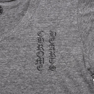 CHROME HEARTS クロムハーツ Vネック 半袖Tシャツ サイズL ホースシュー オールドイングリッシュロゴ スター 霜降りグレー 美品 中古 4a002861