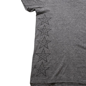 CHROME HEARTS クロムハーツ Vネック 半袖Tシャツ サイズL ホースシュー オールドイングリッシュロゴ スター 霜降りグレー 美品 中古 4a002861
