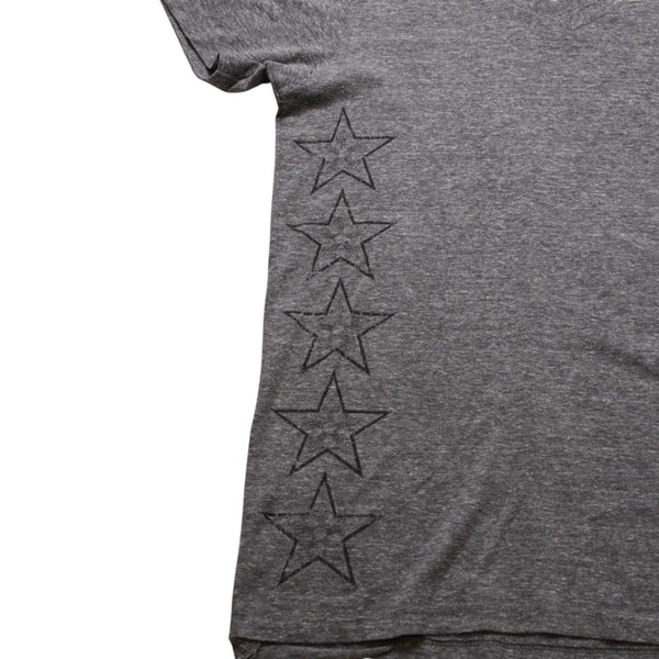 CHROME HEARTS クロムハーツ Vネック 半袖Tシャツ サイズL ホースシュー オールドイングリッシュロゴ スター 霜降りグレー 美品 中古 4a002861