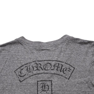 CHROME HEARTS クロムハーツ Vネック 半袖Tシャツ サイズL ホースシュー オールドイングリッシュロゴ スター 霜降りグレー 美品 中古 4a002861