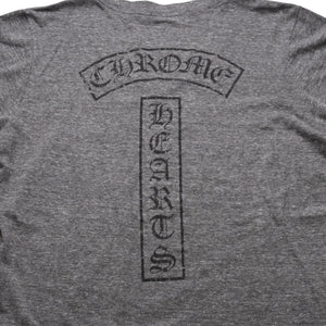 CHROME HEARTS クロムハーツ Vネック 半袖Tシャツ サイズL ホースシュー オールドイングリッシュロゴ スター 霜降りグレー 美品 中古 4a002861