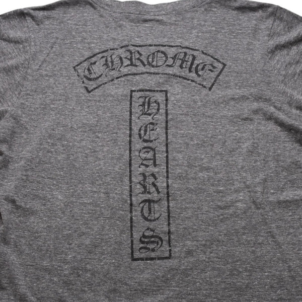 CHROME HEARTS クロムハーツ Vネック 半袖Tシャツ サイズL ホースシュー オールドイングリッシュロゴ スター 霜降りグレー 美品 中古 4a002861