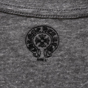 CHROME HEARTS クロムハーツ Vネック 半袖Tシャツ サイズL ホースシュー オールドイングリッシュロゴ スター 霜降りグレー 美品 中古 4a002861