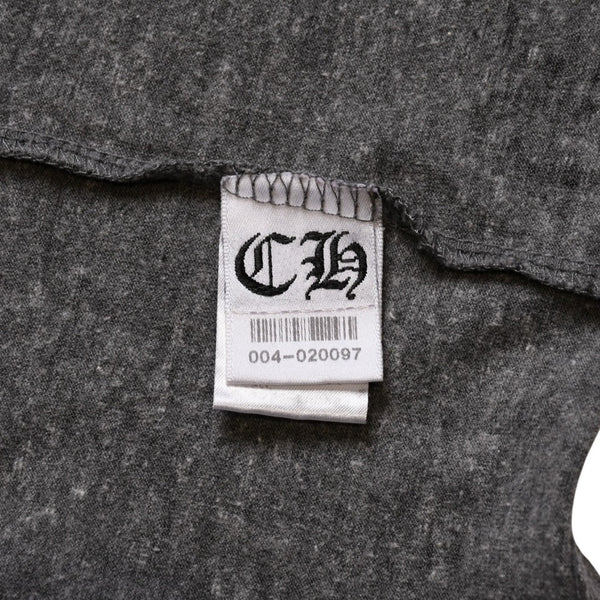 CHROME HEARTS クロムハーツ Vネック 半袖Tシャツ サイズL ホースシュー オールドイングリッシュロゴ スター 霜降りグレー 美品 中古 4a002861