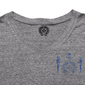 CHROME HEARTS クロムハーツ × FOTI フォティ ミスラーレン Vネック半袖Tシャツ サイズL ジャービス ラメ 霜降りグレー 美品 中古 4a002862