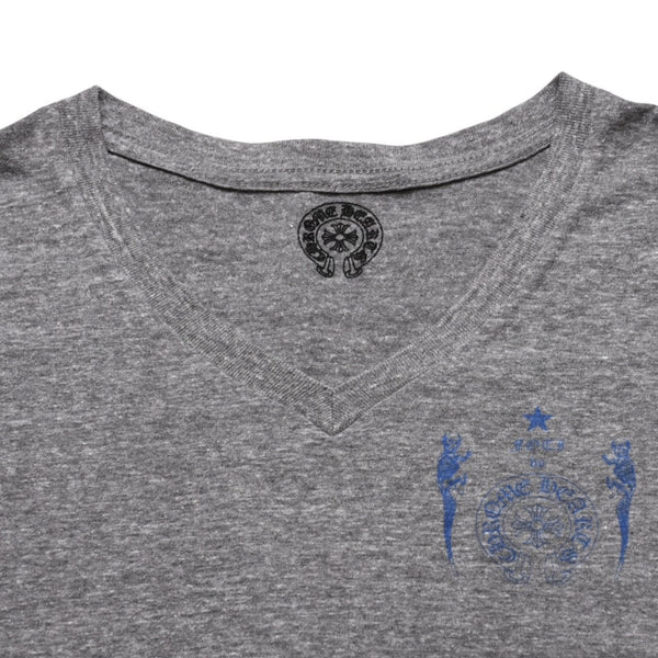 CHROME HEARTS クロムハーツ × FOTI フォティ ミスラーレン Vネック半袖Tシャツ サイズL ジャービス ラメ 霜降りグレー 美品 中古 4a002862