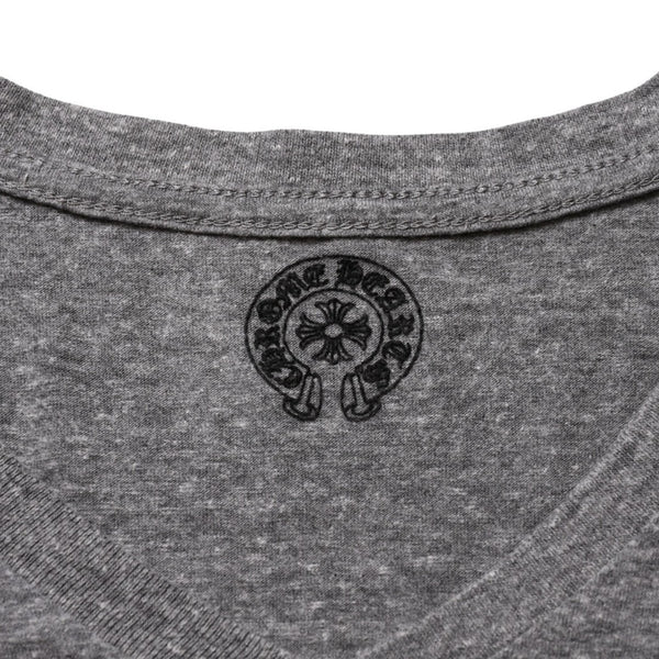 CHROME HEARTS クロムハーツ × FOTI フォティ ミスラーレン Vネック半袖Tシャツ サイズL ジャービス ラメ 霜降りグレー 美品 中古 4a002862