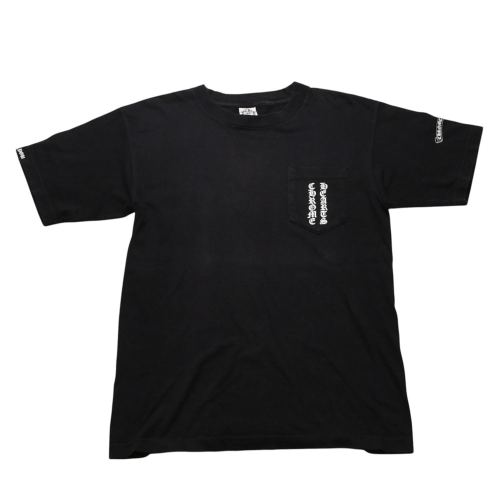 CHROME HEARTS クロムハーツ スクロールラベルロゴ 半袖Tシャツ サイズM オールドイングリッシュロゴ ブラック 美品 中古 4a002866