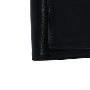 CHROME HEARTS クロムハーツ レザーカードケース 三つ折り スクロールラベルロゴ シルバー925 ブラック 美品 中古 4a002870