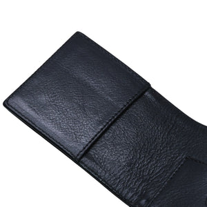 CHROME HEARTS クロムハーツ レザーカードケース 三つ折り スクロールラベルロゴ シルバー925 ブラック 美品 中古 4a002870