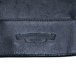 CHROME HEARTS クロムハーツ レザーカードケース 三つ折り スクロールラベルロゴ シルバー925 ブラック 美品 中古 4a002870