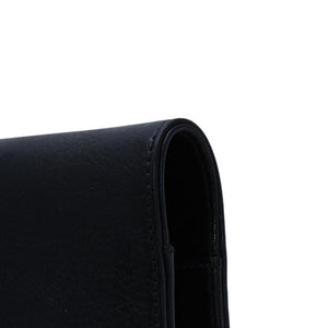 CHROME HEARTS クロムハーツ レザーカードケース 三つ折り スクロールラベルロゴ シルバー925 ブラック 美品 中古 4a002870