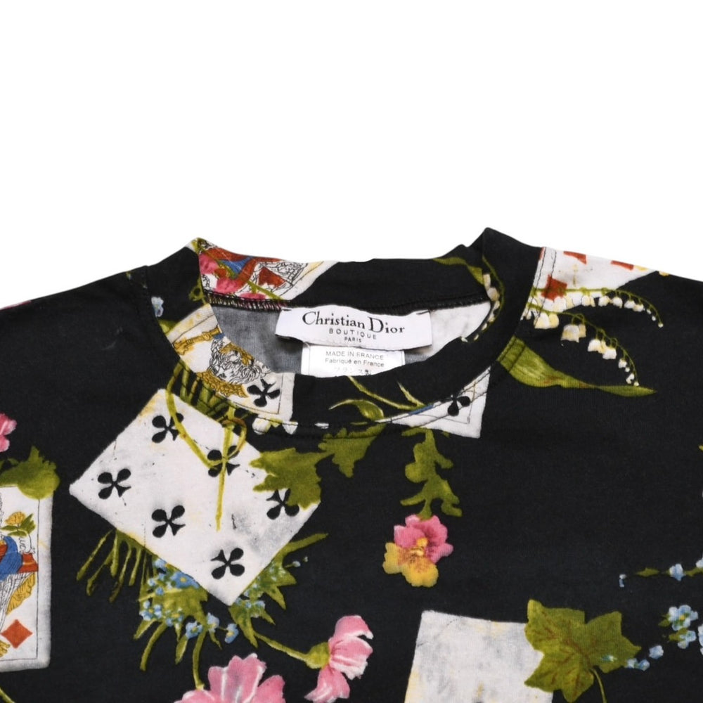 Christian Dior クリスチャンディオール 半袖Tシャツ 2A12155020 サイズ36 ボタニカル トランプ 総柄 ヴィンテージ 美品 中古 4a002872