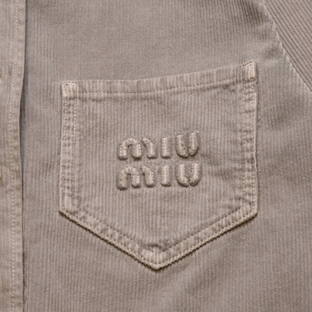 New and unused Miu Miu garment dyed corduroy shirt short length cropped washed corduroy fabric gray used 4a002443