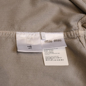 新品未使用 Miu Miu ミュウミュウ ガーメントダイコーデュロイシャツ ショート丈 クロップド ウォッシュ加工 コーデュロイ生地 グレー 中古 4a002443