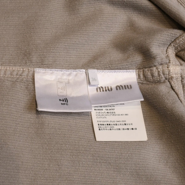 新品未使用 Miu Miu ミュウミュウ ガーメントダイコーデュロイシャツ ショート丈 クロップド ウォッシュ加工 コーデュロイ生地 グレー 中古 4a002443