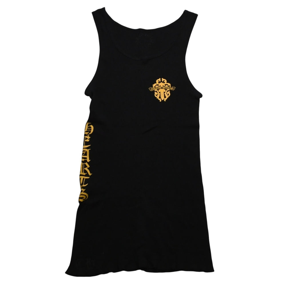 CHROME HEARTS Tank Top Sleeveless Size L Vine Dagger Old English Logo Black Good Condition Used 4a002558