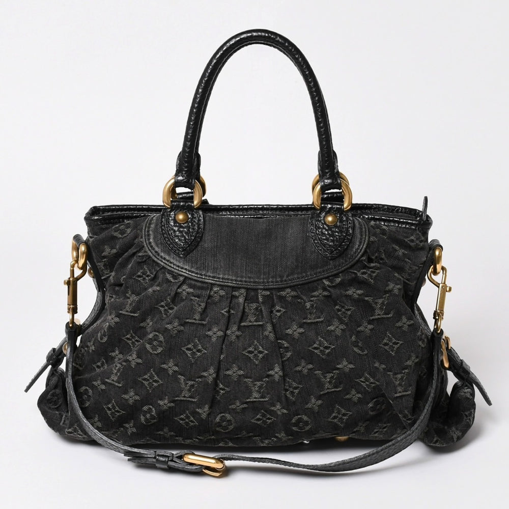 LOUIS VUITTON Neocavi MM Handbag M95351 Monogram Denim Black 2WAY Gold Hardware Good Condition Used 4a002877