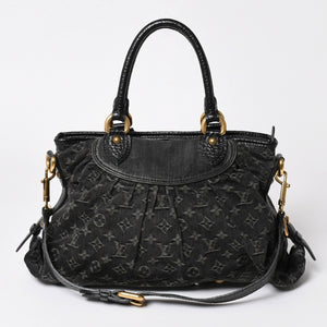 LOUIS VUITTON ルイヴィトン ネオカヴィ MM ハンドバッグ M95351 モノグラム デニム ブラック 2WAY ゴールド金具 美品 中古 4a002877