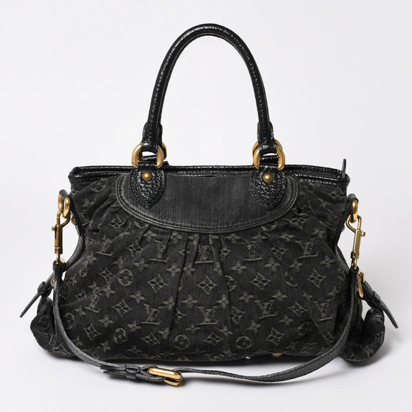 LOUIS VUITTON ルイヴィトン ネオカヴィ MM ハンドバッグ M95351 モノグラム デニム ブラック 2WAY ゴールド金具 美品 中古 4a002877