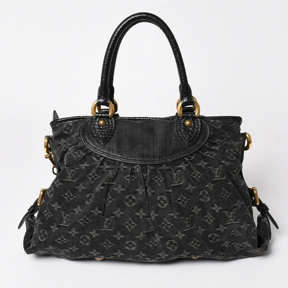 LOUIS VUITTON Neocavi MM Handbag M95351 Monogram Denim Black 2WAY Gold Hardware Good Condition Used 4a002877