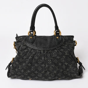 LOUIS VUITTON ルイヴィトン ネオカヴィ MM ハンドバッグ M95351 モノグラム デニム ブラック 2WAY ゴールド金具 美品 中古 4a002877